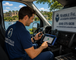 Automotive locksmith in Marble Falls, Texas.